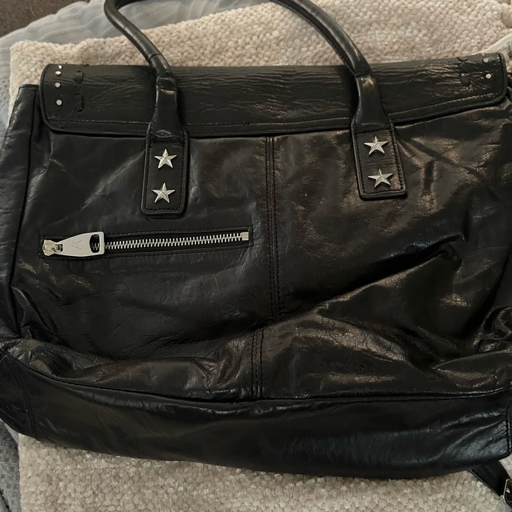 Aimee Kestenberg Black Leather Shoulder Bag with Flag Accent - Picture 13 of 13